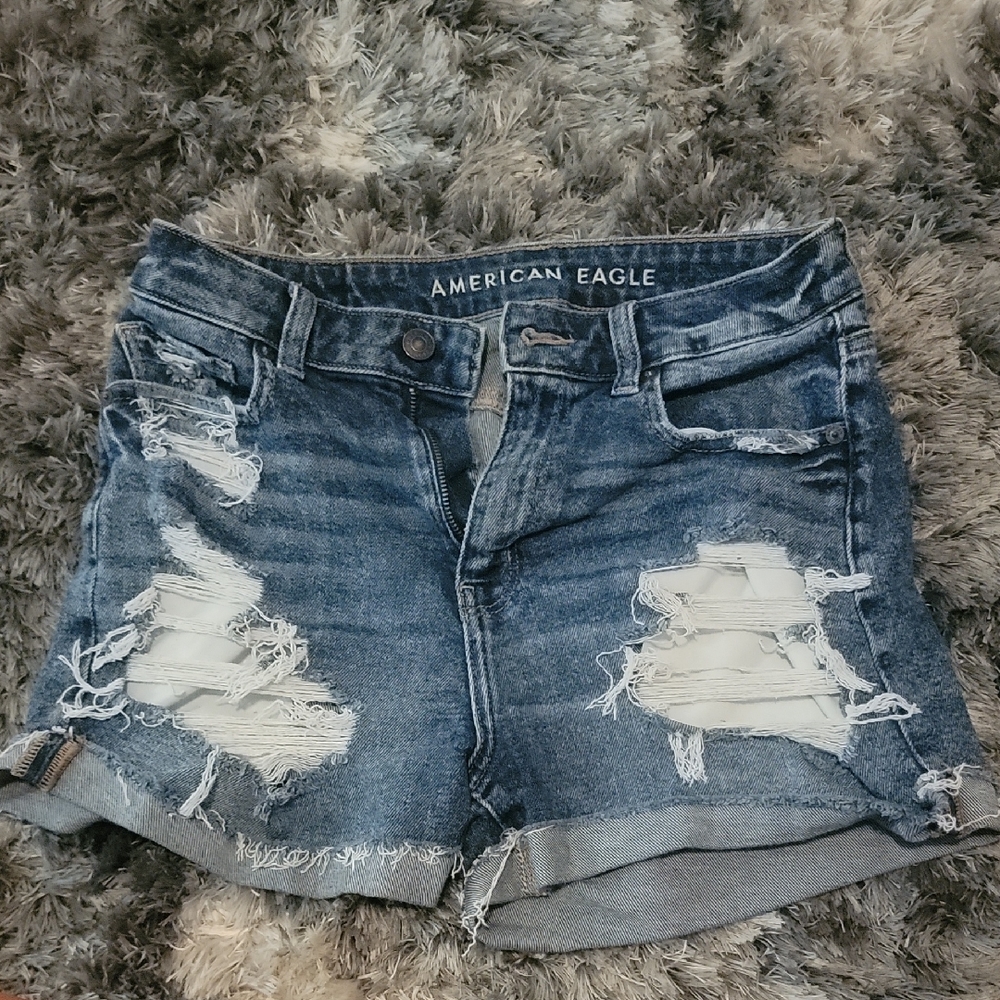 American Eagle Outfitters Blue Jean Shorts Distressed Style